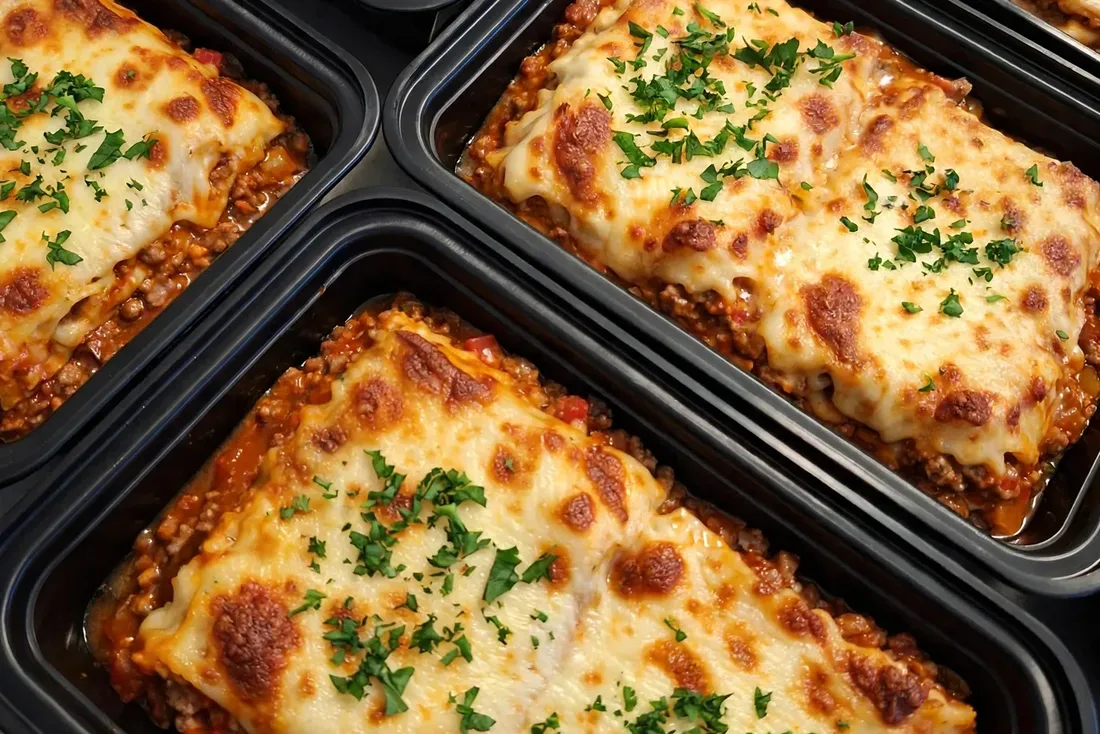 Cajas individuales de lasaña gratinada